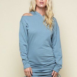 Open-Shoulder Hoody Dress